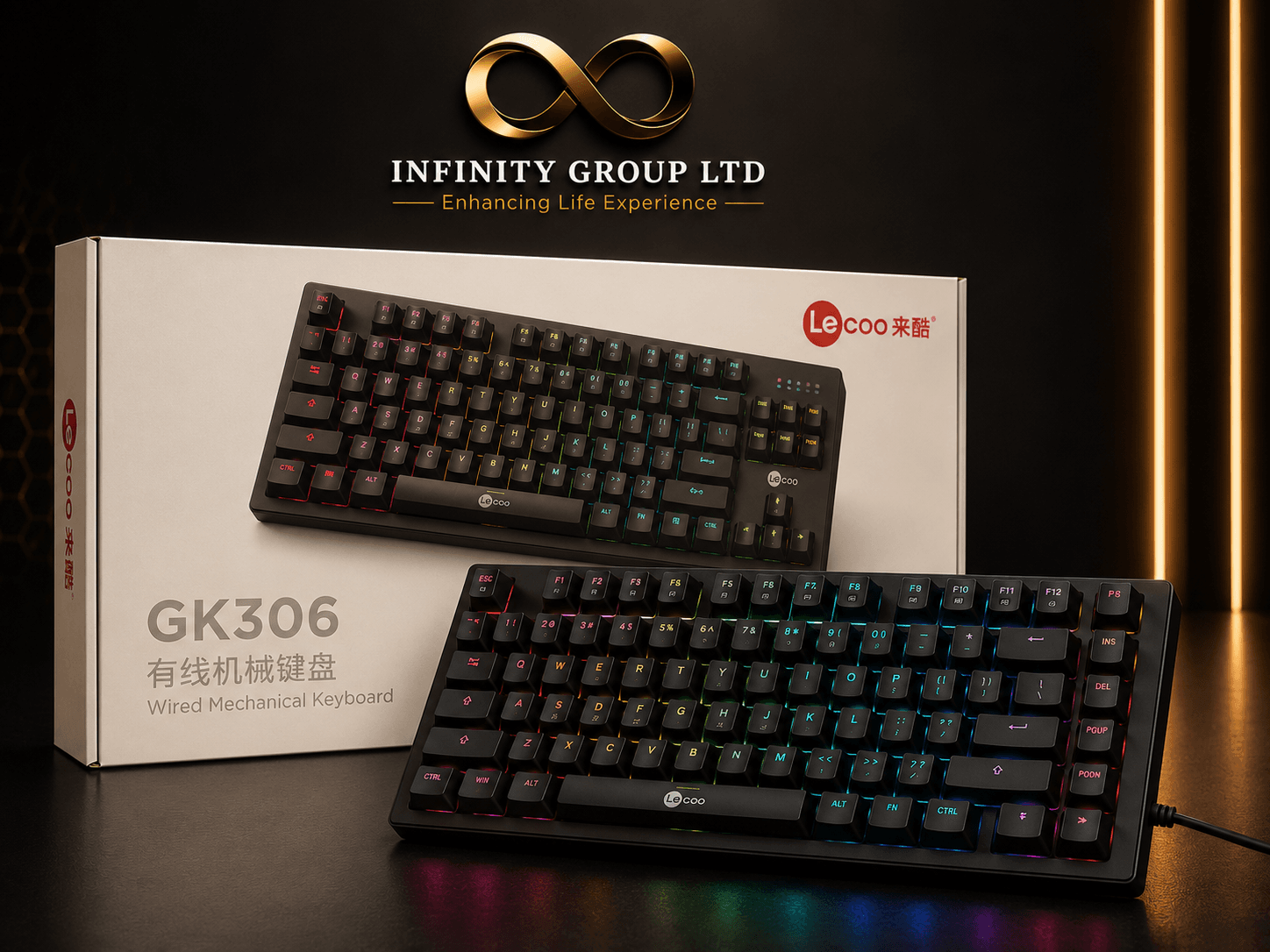 Lenovo GK306 Wired Mechanical Keyboard | Gaming Keyboard | Black/White Design